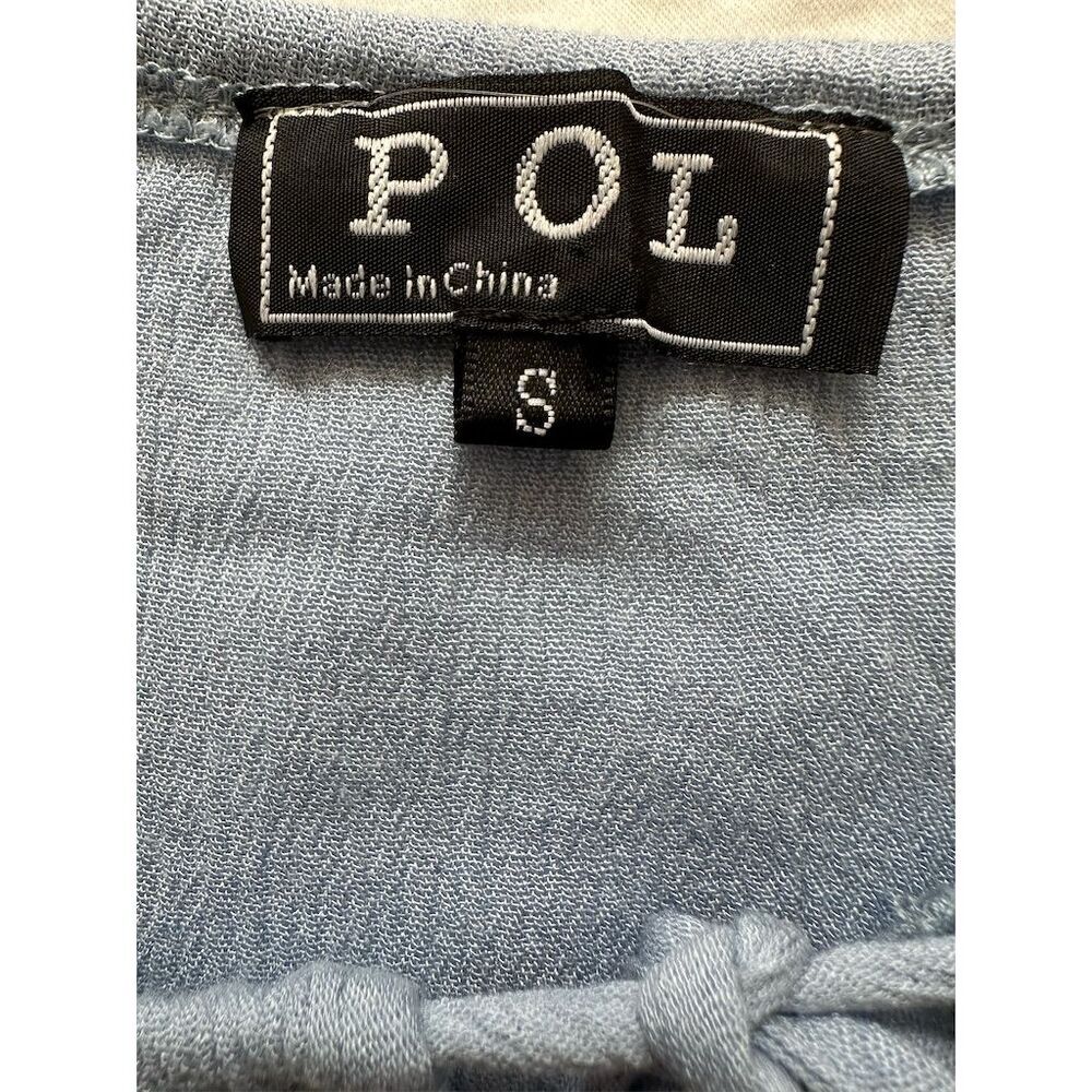POL Women's Boho Lace Peasant Blouse Light Blue V-Neck Long Sleeve S - Picture 4 of 6